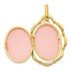 14K Dancing Floral Border in Scalloped Frame 24mm Oval Locket