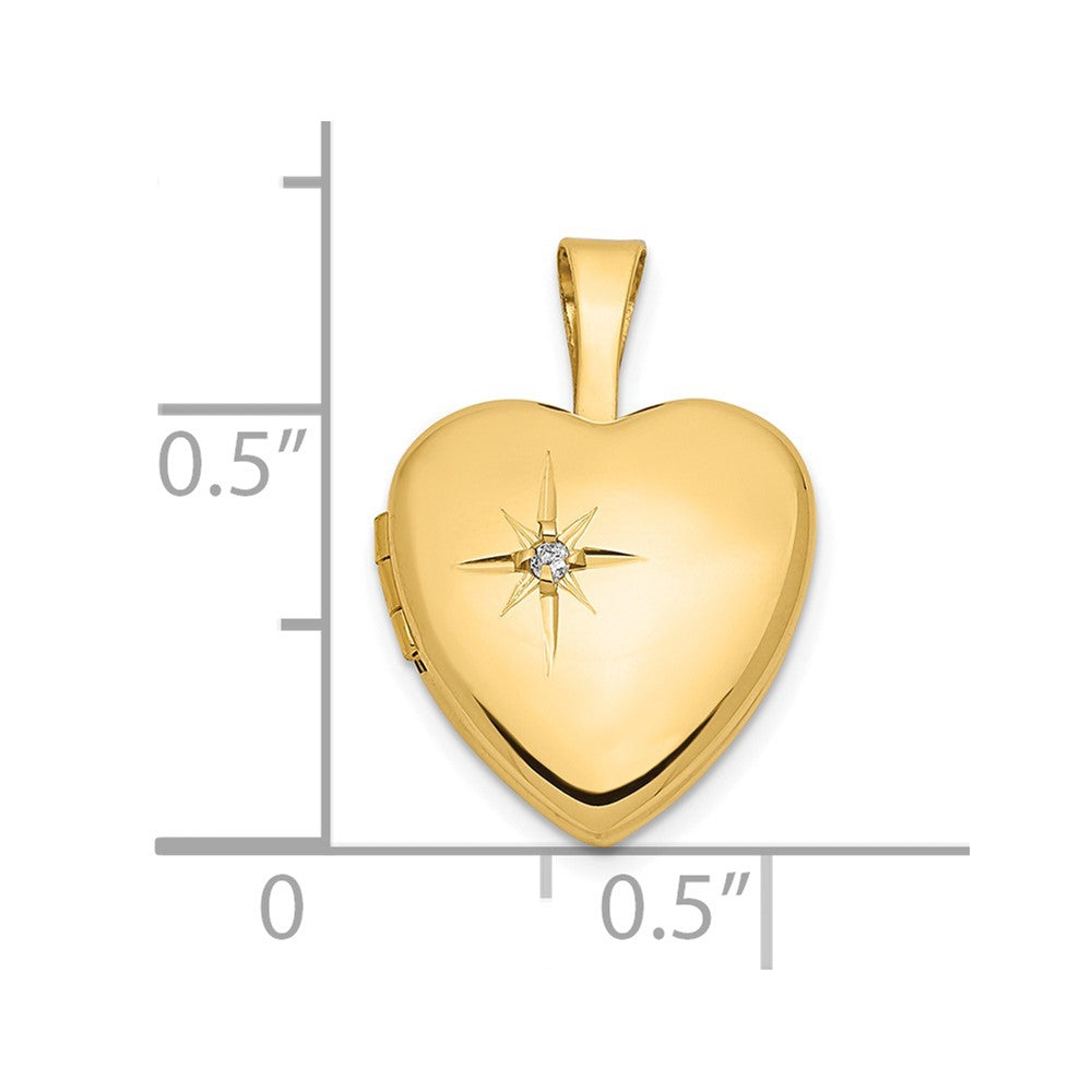 Gold Polished Diamond Heart Lockets