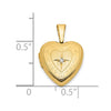 14k Polished Scrolled Border .01ct. Diamond Star 12mm Heart Locket