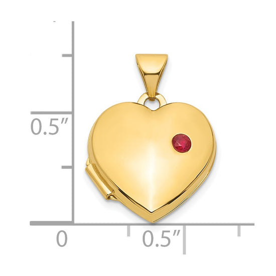 14k Polished Ruby 15mm Heart Locket