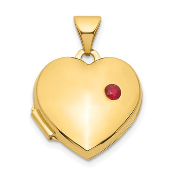 14k Polished Ruby 15mm Heart Locket