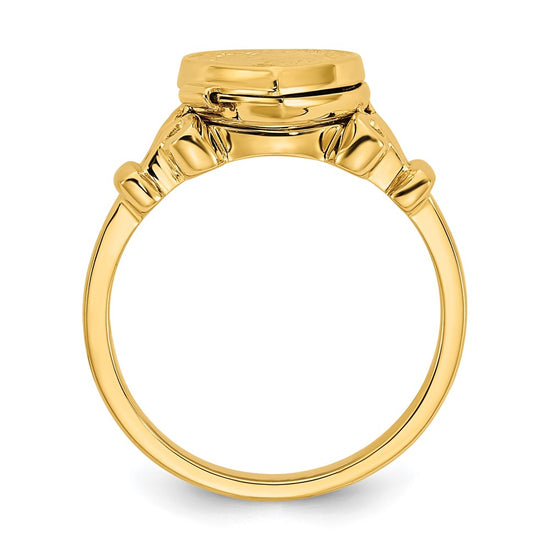14k (8x8mm Photos) 10mm Heart Locket Size 7 Ring