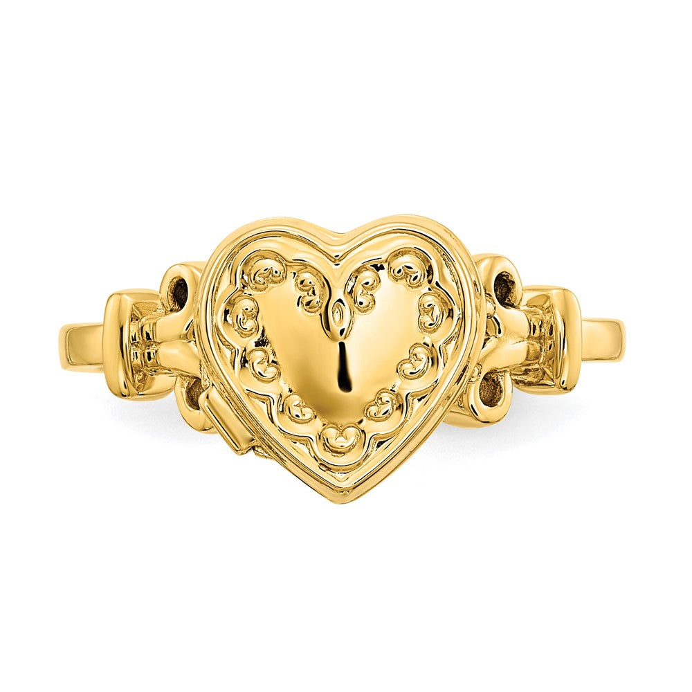 14k (8x8mm Photos) 10mm Heart Locket Size 7 Ring