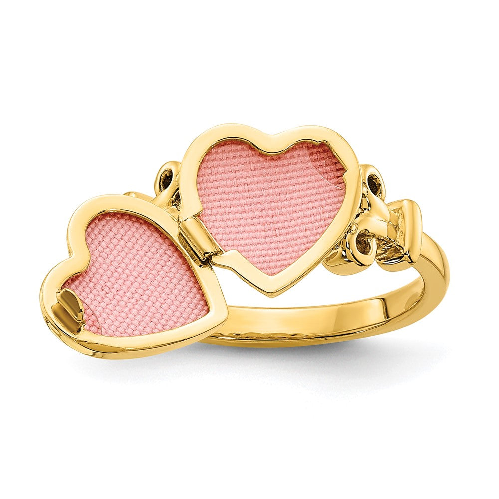 14k (8x8mm Photos) 10mm Heart Locket Size 7 Ring
