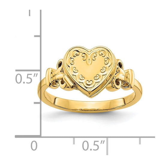 14k (8x8mm Photos) 10mm Heart Locket Size 7 Ring