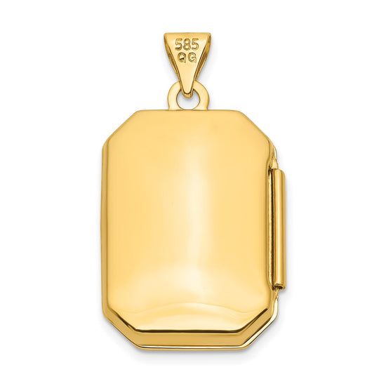 14k Polished and Brushed Diamond-cut 20x15mm Rectangular Locket