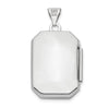 14k White Gold Polished and Brushed Diamond-cut 20x15mm Rectangular Locket
