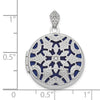 14k White Gold  .01ct Diamond Vintage Filigree with Blue Fabric Interior 20mm Round Locket
