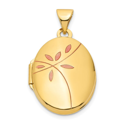 Gold Polished Floral Oval Lockets