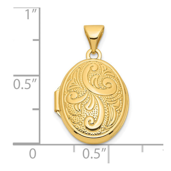 14k Swirl Design 17mm Oval Locket