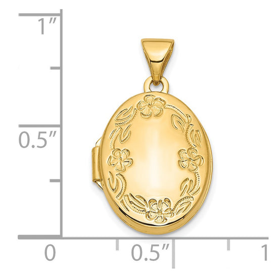 14k Floral Border 17mm Oval Locket