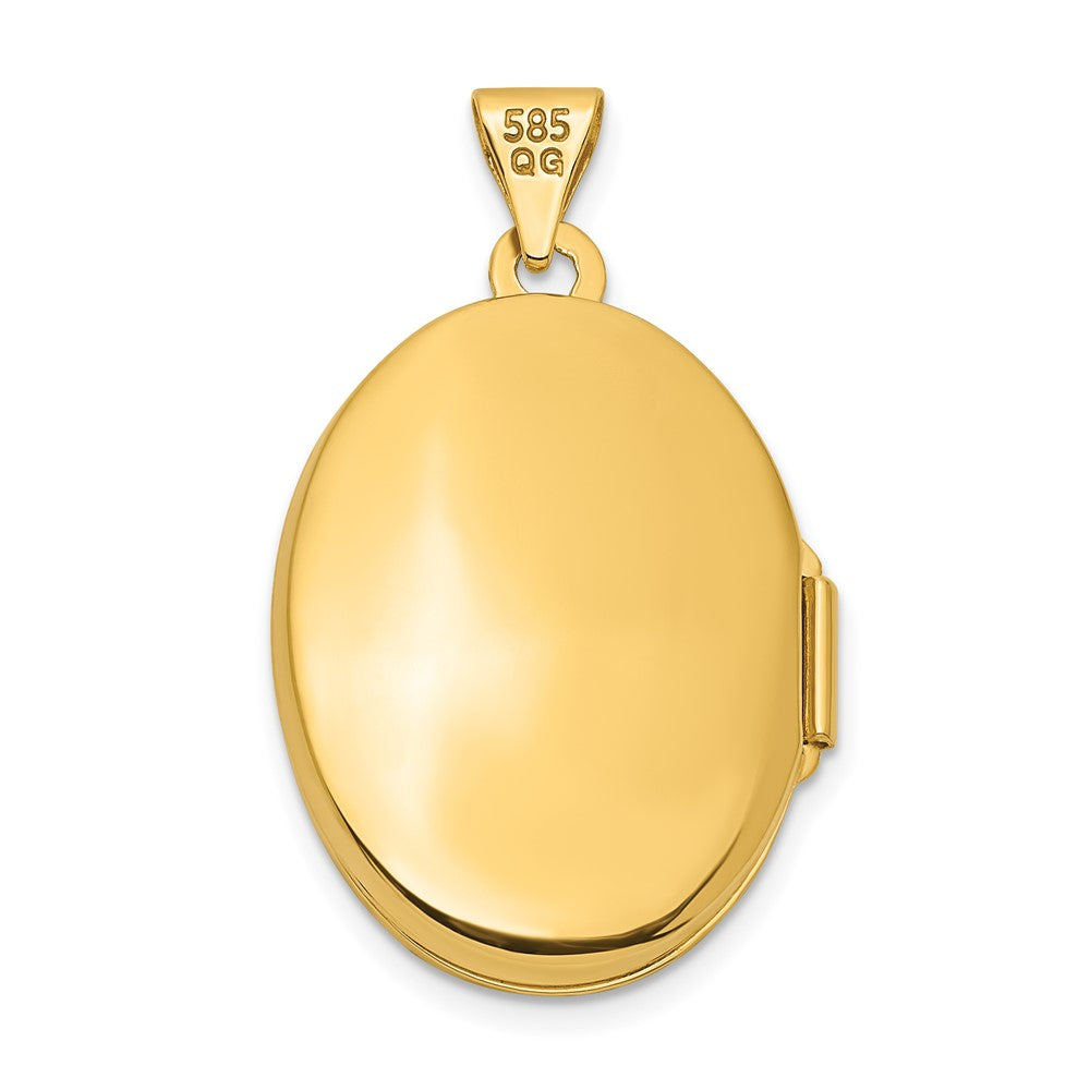 14k with White Rhodium Brushed Diamond Star 21mm Oval Locket