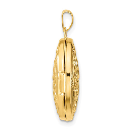 14k Reversible Swirl Design 21mm Oval Locket
