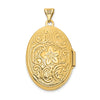 14k Reversible Floral Swirl Design 26mm Oval Locket