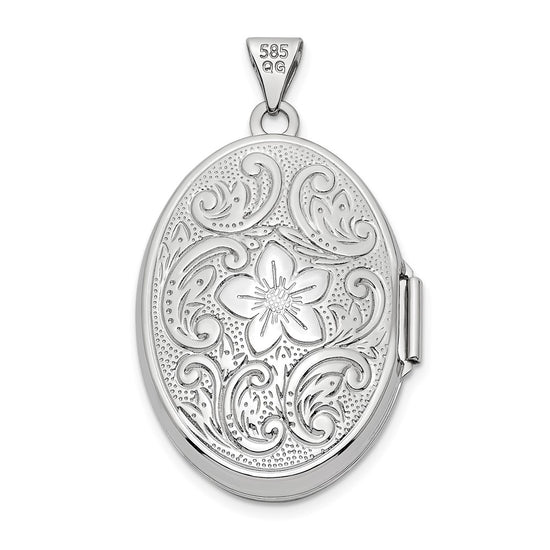 Gold Polished Flower Oval Lockets