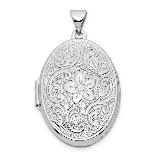 Gold Polished Flower Oval Lockets