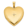 14K Satin and Polished Diamond Star 24mm Heart Locket