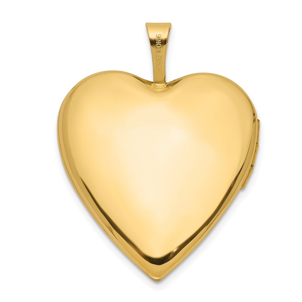 14K Polished Floral Design Diamond Center 20mm Heart Locket