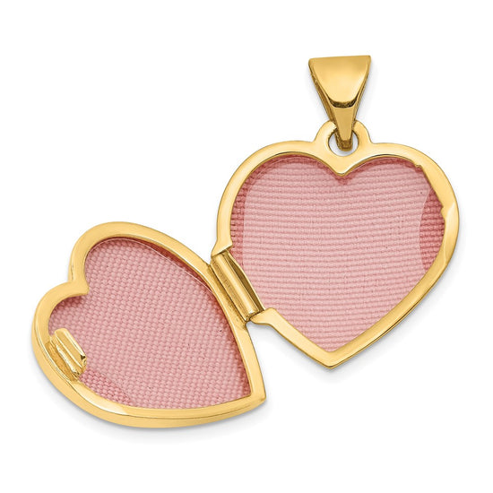 14k Floral I LOVE YOU Script 15mm Heart Locket
