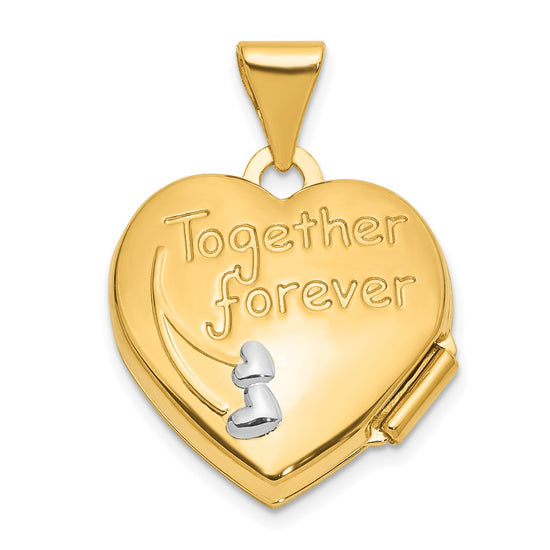 Gold Polished "Together Forever" Heart Lockets