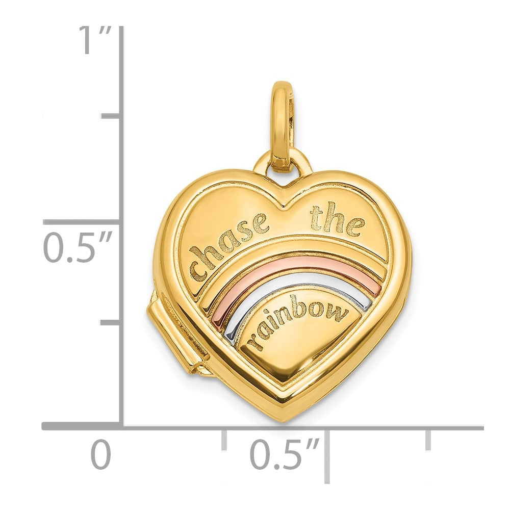 Gold Polished "Chase the Rainbow" Heart Lockets