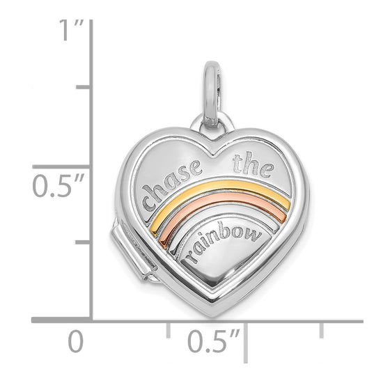 Gold Polished "Chase the Rainbow" Heart Lockets