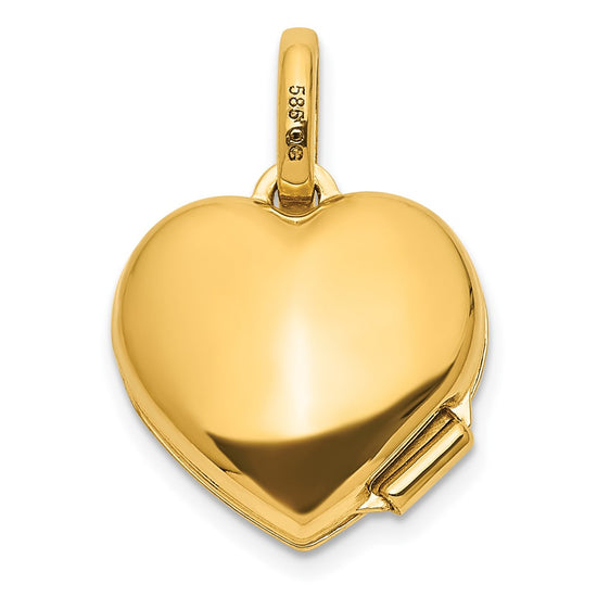 14K Polished CZ Bee 12mm Heart Locket