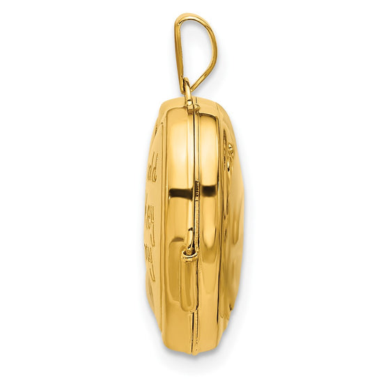 14K and White Rhodium Lock and Key Reverses to YOU HOLD THE KEY TO MY HEART 18mm Heart Locket