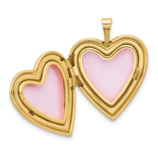 14K Polished Diamond FOREVER IN MY HEART Script 20mm Heart Locket
