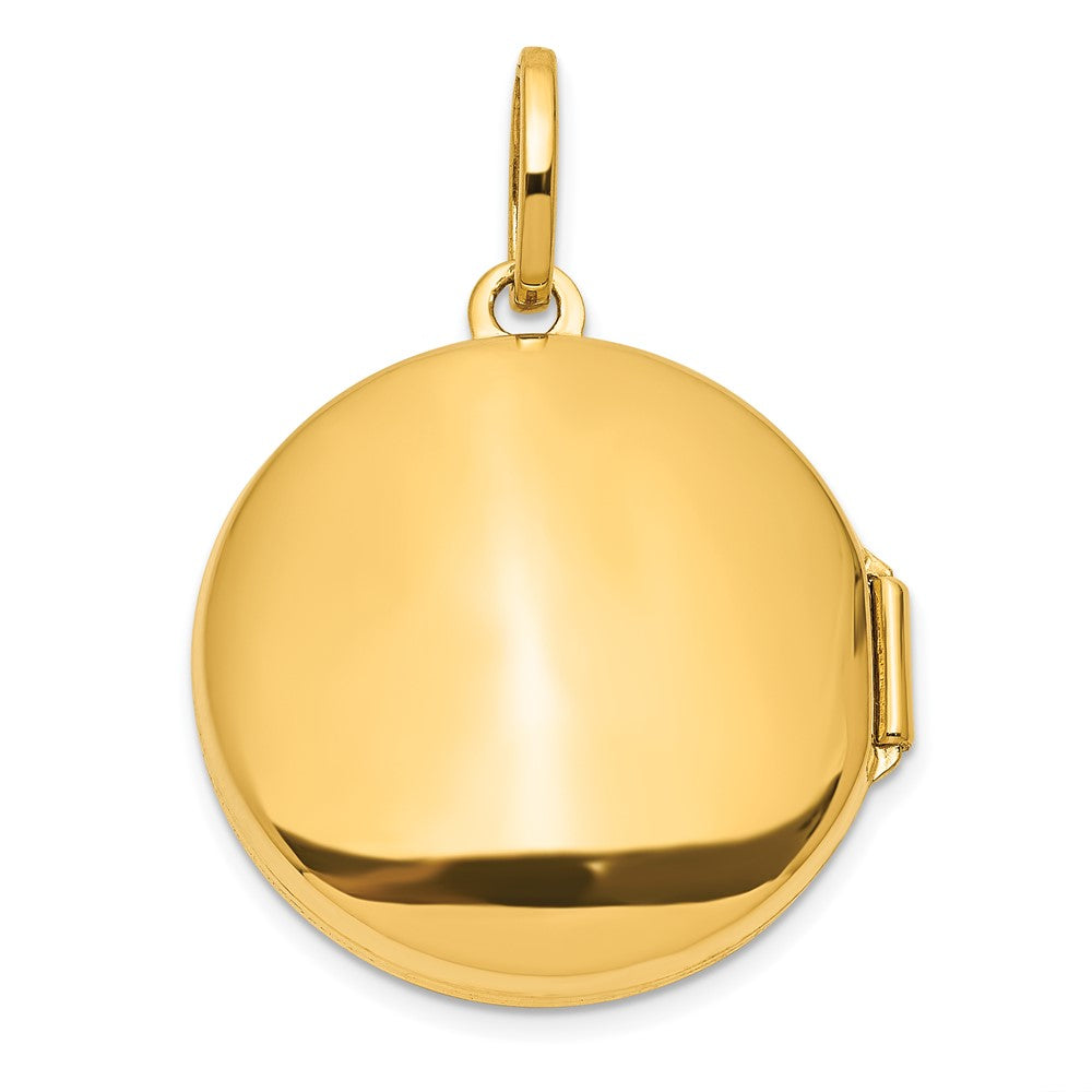 14K with White Rhodium Diamond Star and Moon 20mm Round Locket