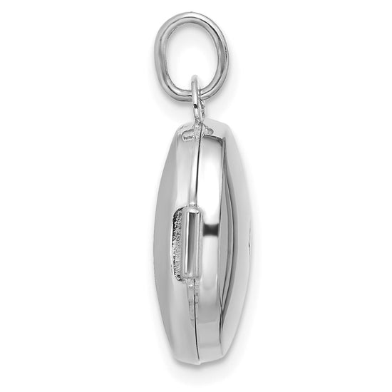 14k White Gold Polished Diamond 16mm Round Locket