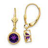Round Gemstone Bezel Leverback Earrings