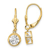Round Gemstone Bezel Leverback Earrings
