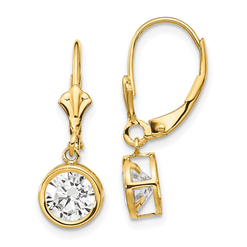 Round Gemstone Bezel Leverback Earrings