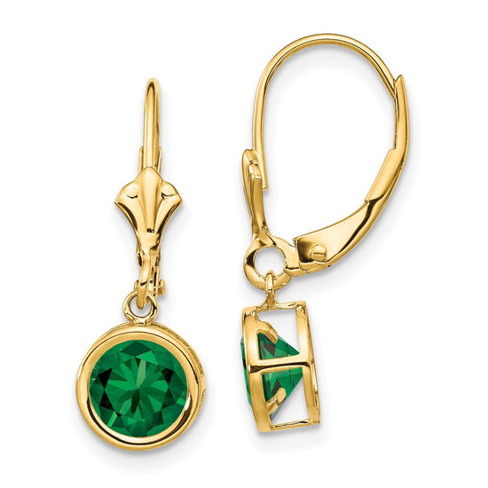 Round Gemstone Bezel Leverback Earrings