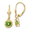 Round Gemstone Bezel Leverback Earrings