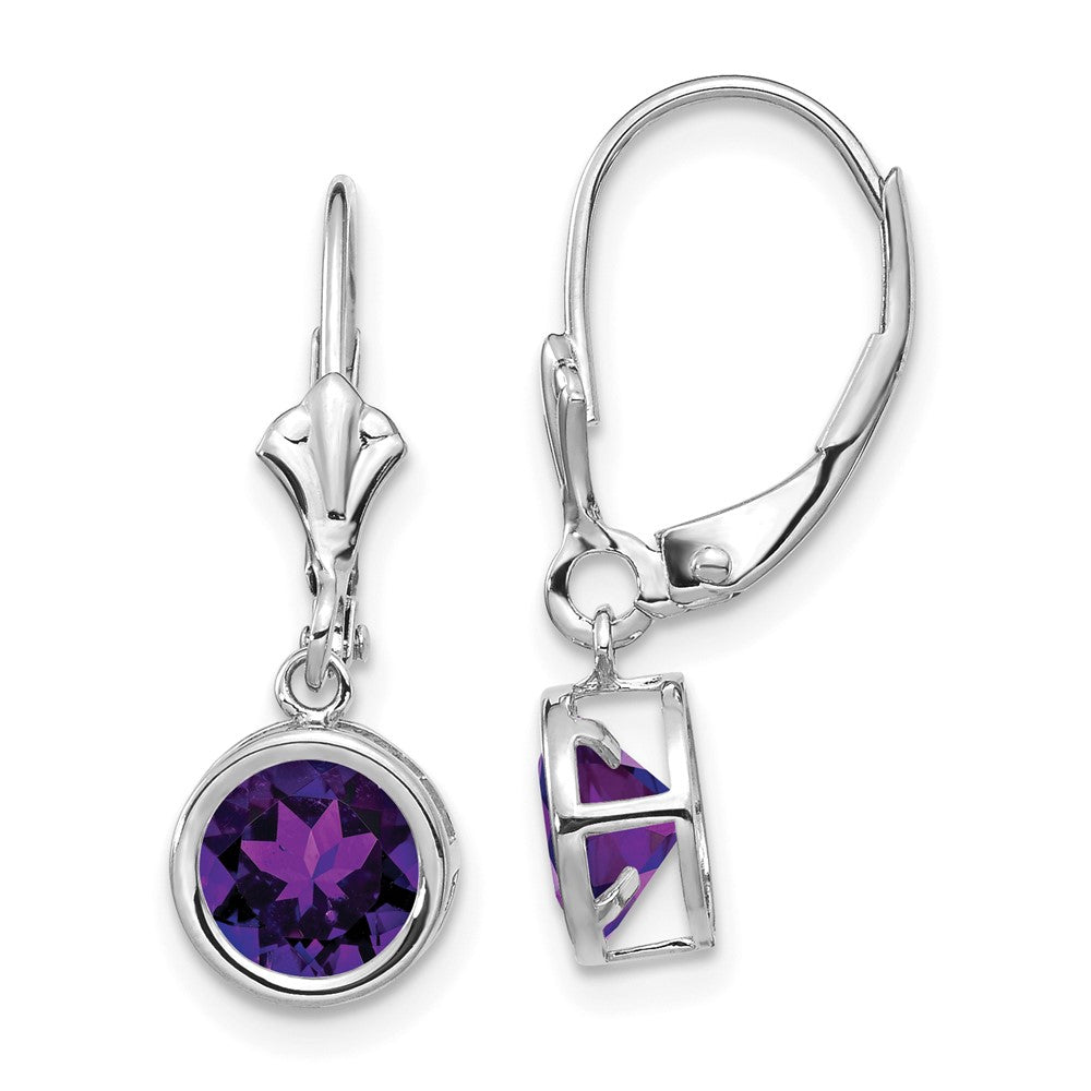 Round Gemstone Bezel Leverback Earrings