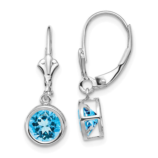 Round Gemstone Bezel Leverback Earrings