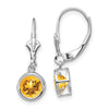 Round Gemstone Bezel Leverback Earrings