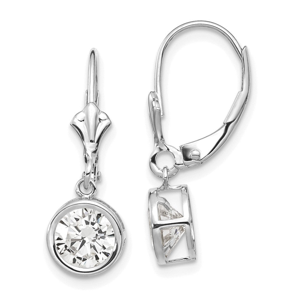 Round Gemstone Bezel Leverback Earrings