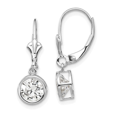 Round Gemstone Bezel Leverback Earrings
