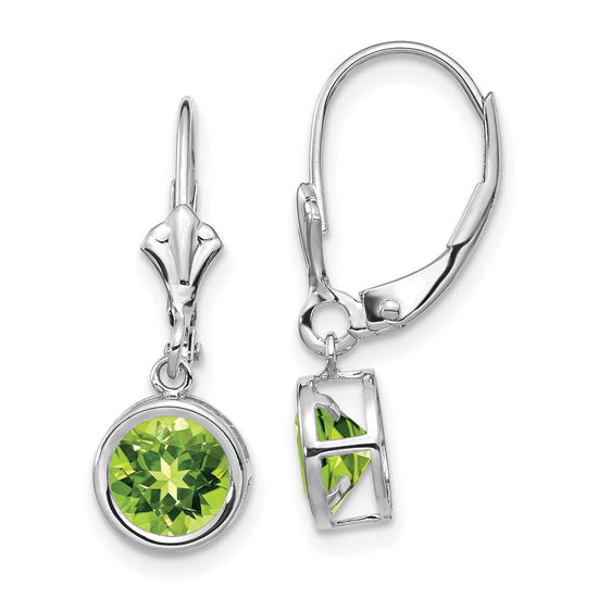 Round Gemstone Bezel Leverback Earrings