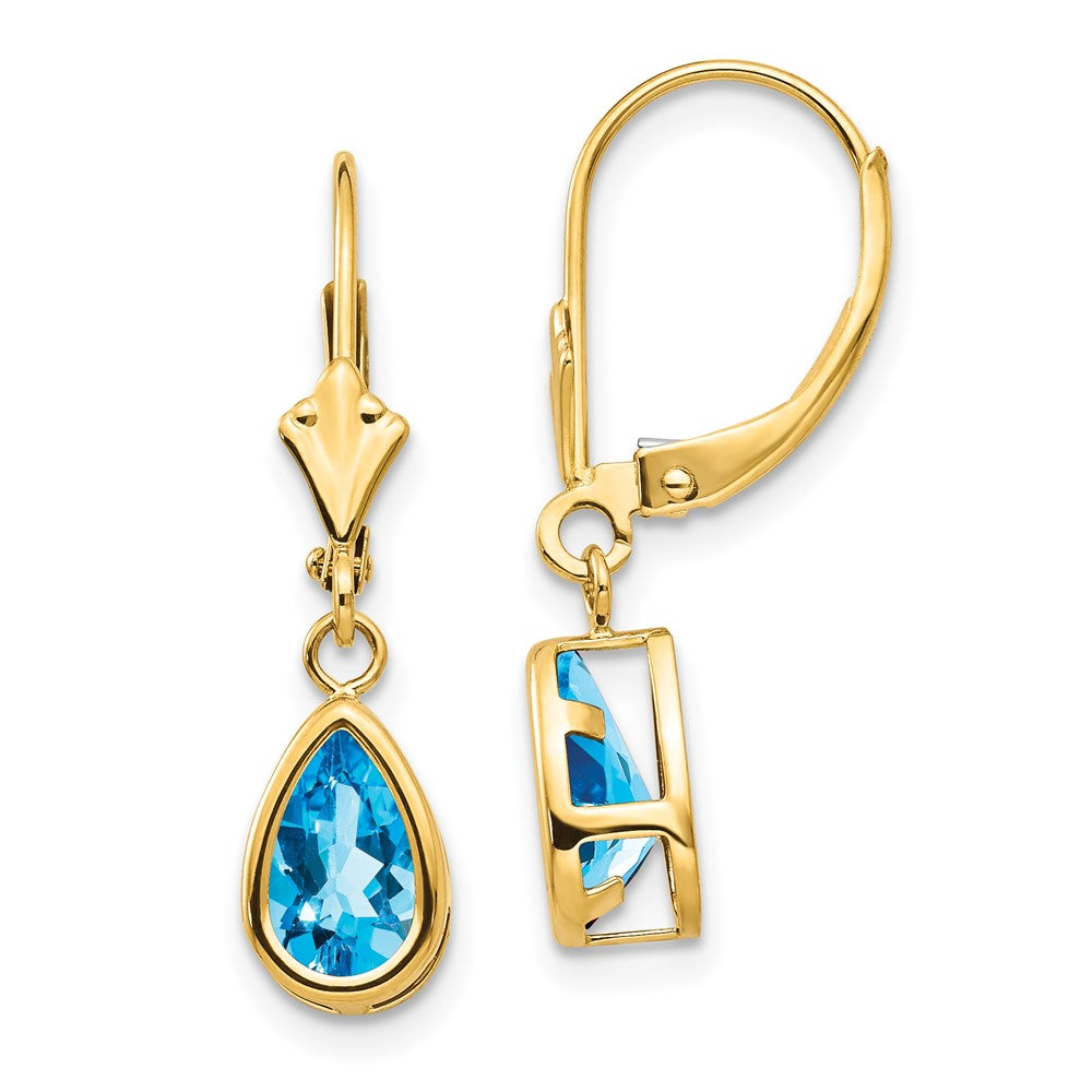 Pear Gemstone Bezel Leverback Earrings