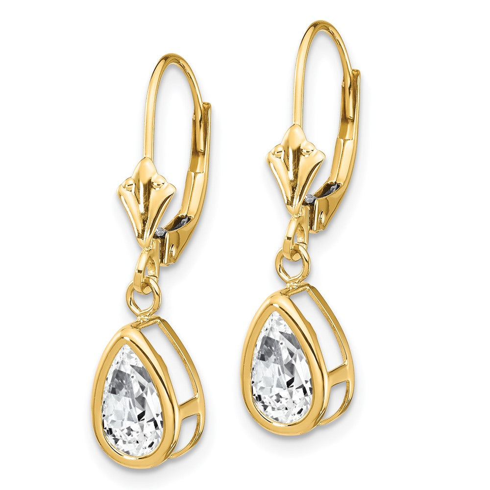 Pear Gemstone Bezel Leverback Earrings