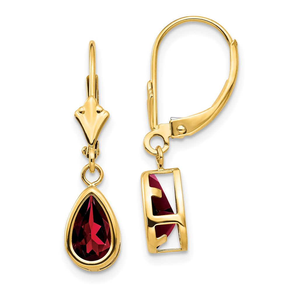 Pear Gemstone Bezel Leverback Earrings