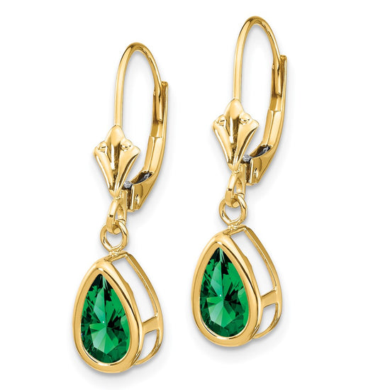 Pear Gemstone Bezel Leverback Earrings