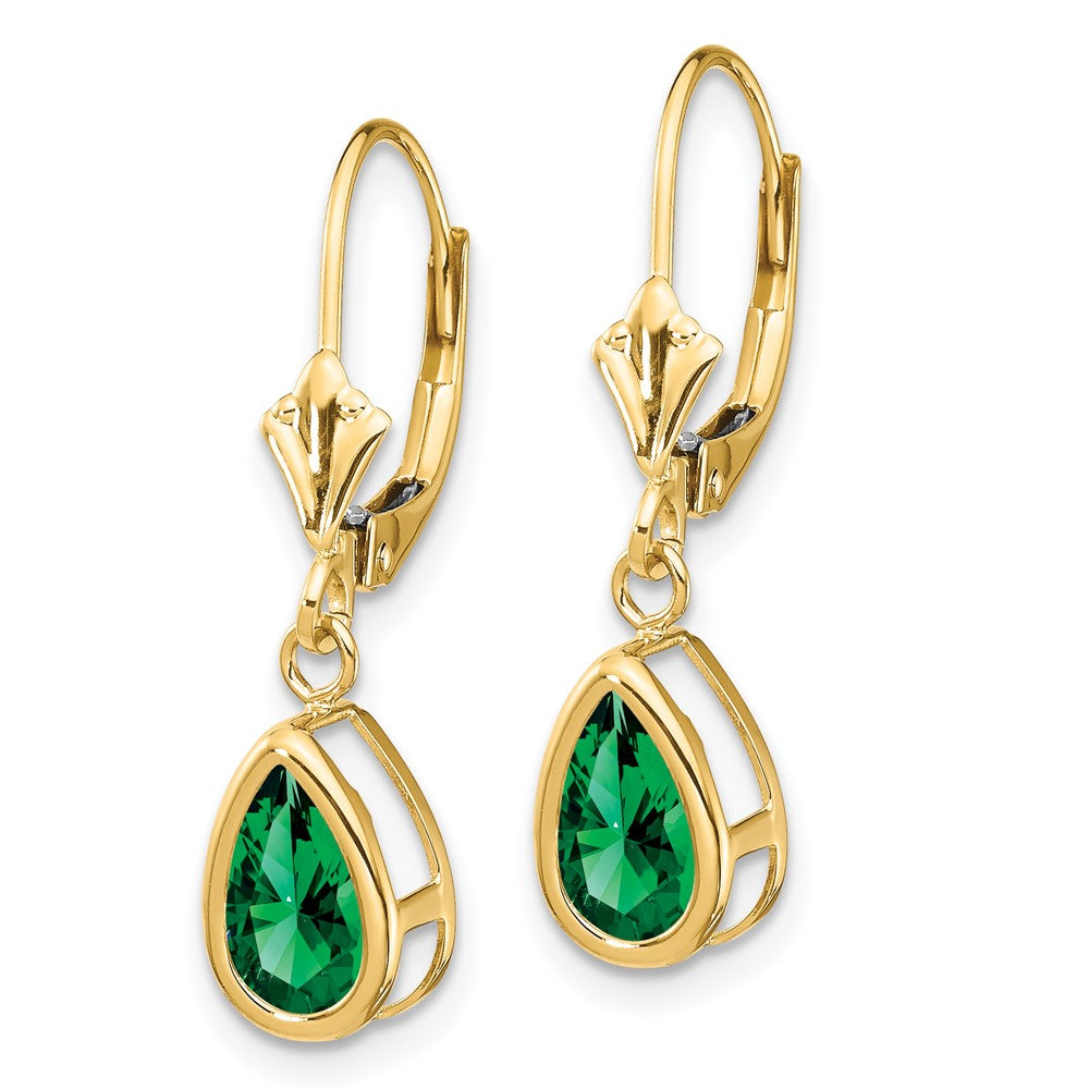 Pear Gemstone Bezel Leverback Earrings