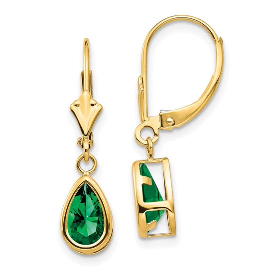 Pear Gemstone Bezel Leverback Earrings