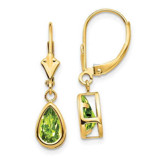 Pear Gemstone Bezel Leverback Earrings