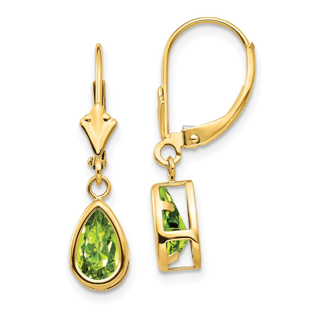 Pear Gemstone Bezel Leverback Earrings